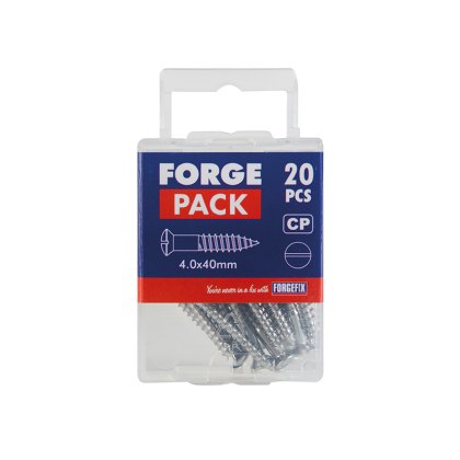 ForgeFix - Multi-Purpose Screw SL Raised Head Chrome Plated 4.0 x 40mm ForgePack 20