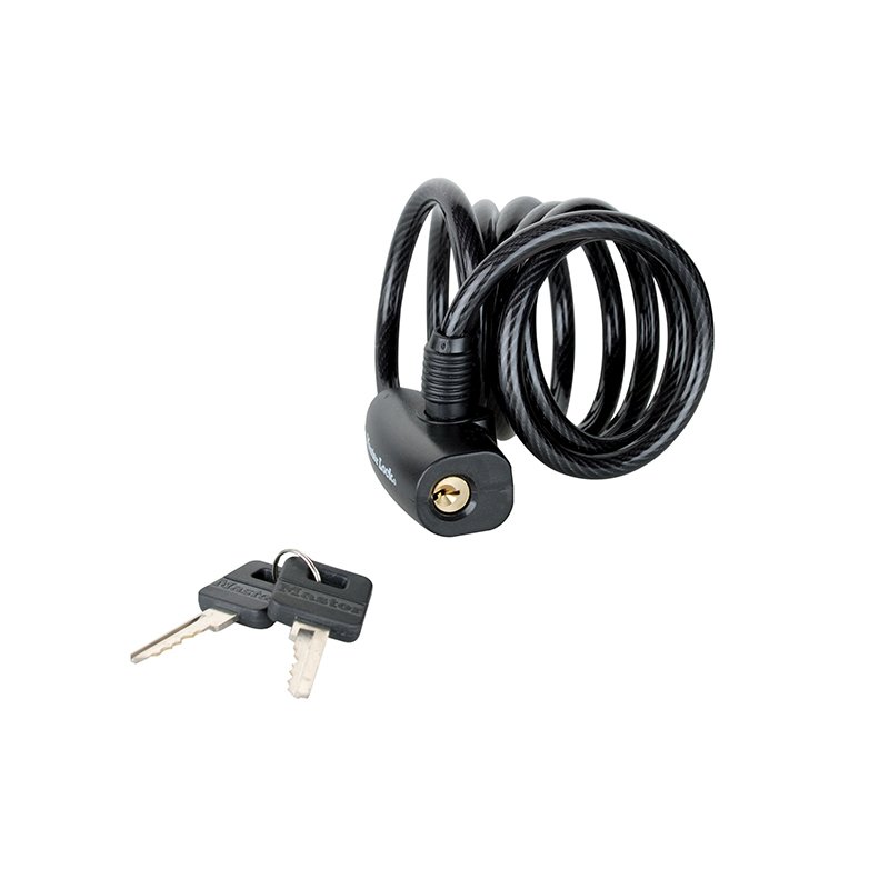 Master Lock - Black Self Coiling Keyed Cable 1.8m x 8mm