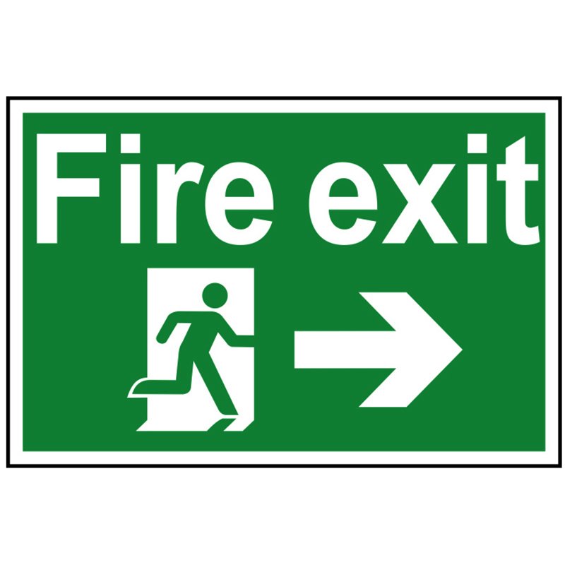 Scan - Fire Exit Running Man Arrow Right - PVC Sign 300 x 200mm