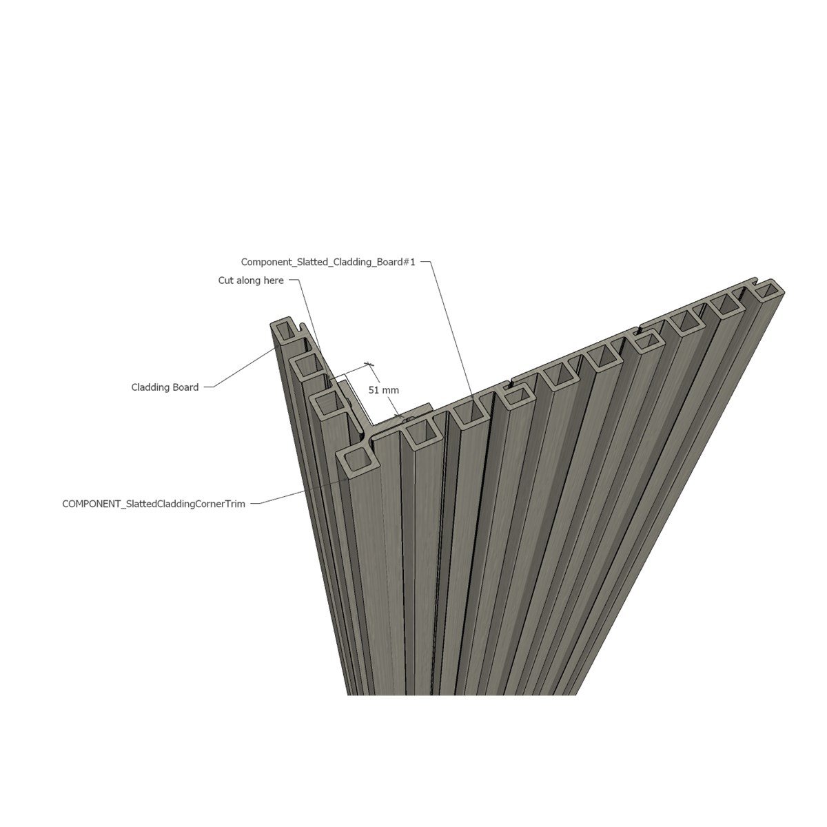 Ecoscape Forma - Silver Birch Composite Slatted Cladding Corner Trim ...