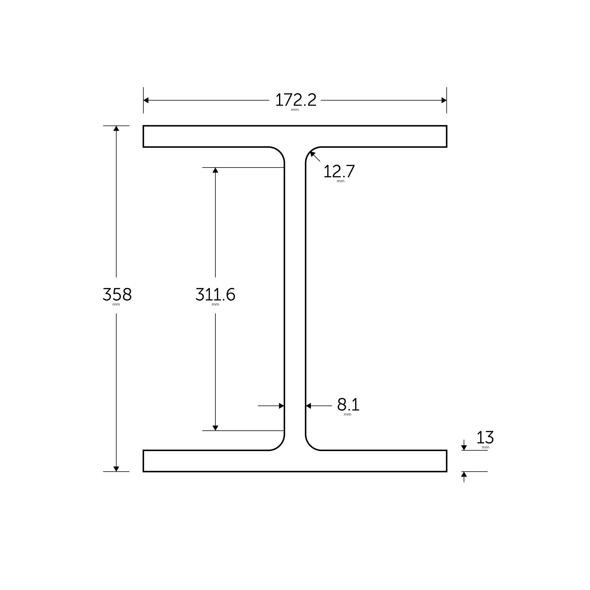 356 X 171 X 57KG Universal Beam BSEN10025 2 S355J0 BM Steel
