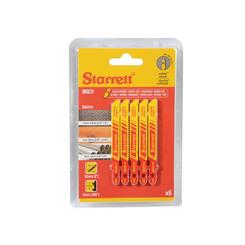 Starrett BU2145 Multi Purpose Jig Saw Blades Pack of 5 BM Steel