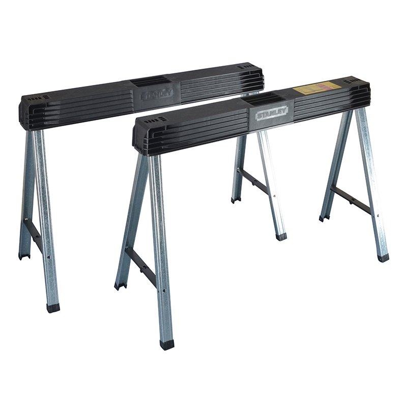 STANLEY Folding Metal Leg Sawhorses Twin Pack BM Steel