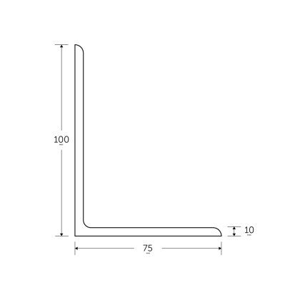 100 x 75 x 10mm - 6m Mild Steel Angles - BSEN10025-2 S275JR