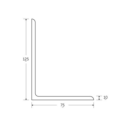 125 x 75 x 10mm - 6m Mild Steel Angles - BSEN10025-2 S275JR