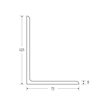 125 x 75 x 8mm - 6m Mild Steel Angles - BSEN10025-2 S275JR