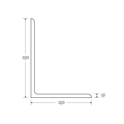 200 x 100 x 10mm Mild Steel Angles - BSEN10025-2 S275JR