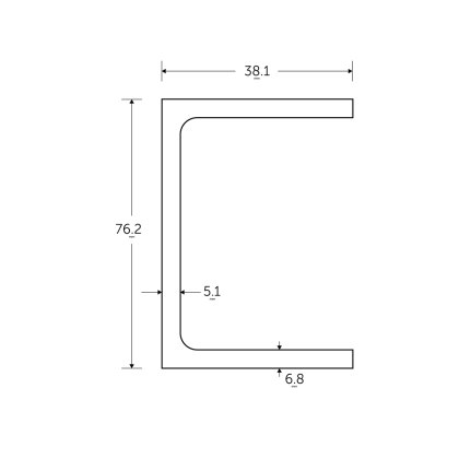 76 x 38 x 6.8mm C Section Channel - BSEN10025-2 S275JR