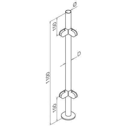 Pre-Assembled Glass Balustrade Round Corner Post with Radiused End Cap