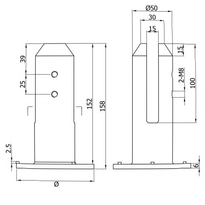 Eazyspigot Round Spigot to suit 12-13.5mm Glass - Duplex