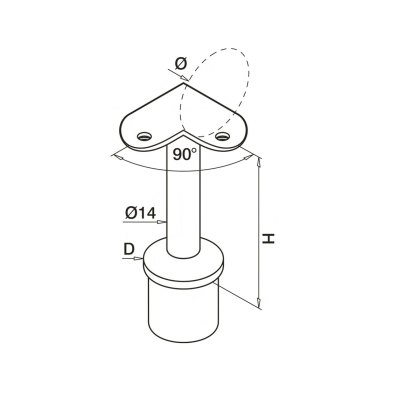 Push-In Post Stem With 90 Degree Saddle