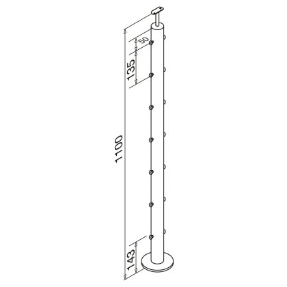 Pre-Assembled Balustrade 3mm Wire Middle Post - 48.2mm x 2.5mm - Fixed Saddle to suit 42mm Handrail