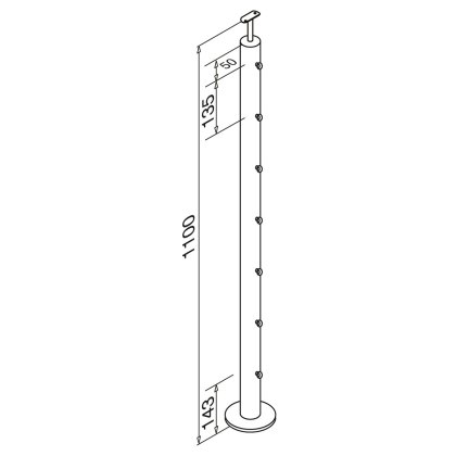Pre-Assembled Balustrade 3mm Wire End Post - 48.2mm x 2.5mm - Fixed Saddle to suit 42mm Handrail