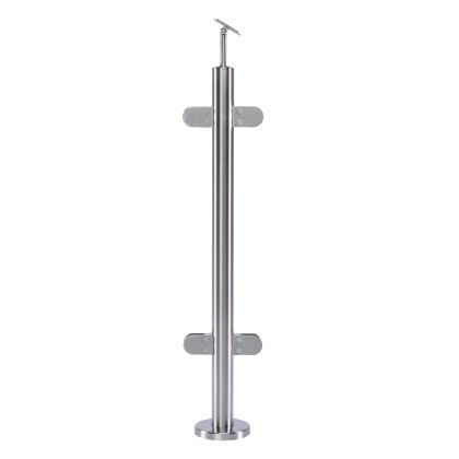 Pre-Assembled Glass Balustrade Round Middle Post with Adjustable Handrail Saddle Pre-Assembled Glass Balustrade Round Middle Post with Adjustable Handrail Saddle