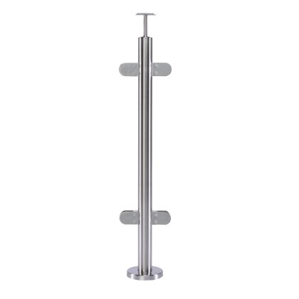 Pre-Assembled Glass Balustrade Round Middle Post with Fixed Handrail Saddle Pre-Assembled Glass Balustrade Round Middle Post with Fixed Handrail Saddle