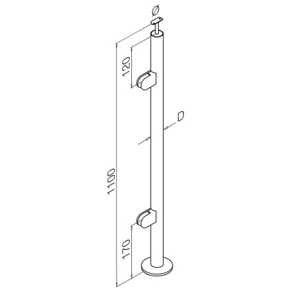 Pre-Assembled End Round Post with Adjustable Handrail Saddle