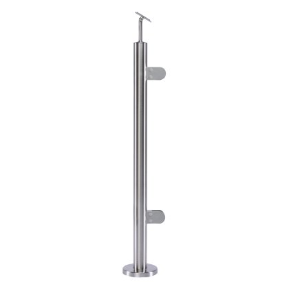 Pre-Assembled Glass Balustrade Round End Post with Adjustable Handrail Saddle Pre-Assembled Glass Balustrade Round End Post with Adjustable Handrail Saddle