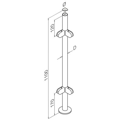 Pre-Assembled Glass Balustrade Round Corner Post with Fixed Handrail Saddle