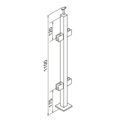 Pre-Assembled Glass Balustrade Square Middle Post with Fixed Saddle
