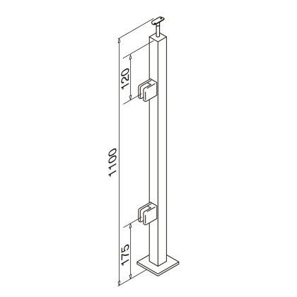Pre-Assembled Glass Balustrade Square End Post with Adjustable Saddle