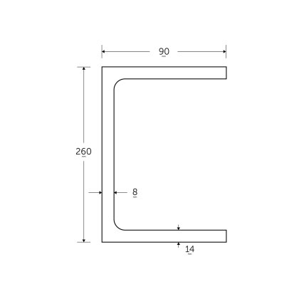 260 x 90 x 35KG Parallel Flange Channels - BSEN10025-2 S275JR