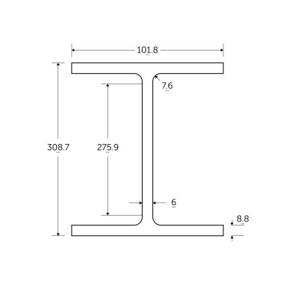 305 x 102 x 28KG Universal Beam - BSEN10025-2 S355J0