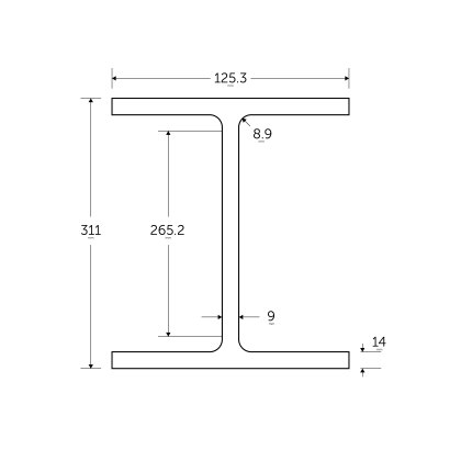 305 x 127 x 48KG Universal Beam - BSEN10025-2 S355J0