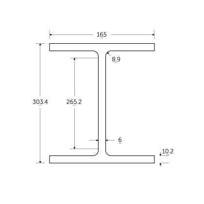 305 x 165 x 40KG Universal Beam - BSEN10025-2 S355J0