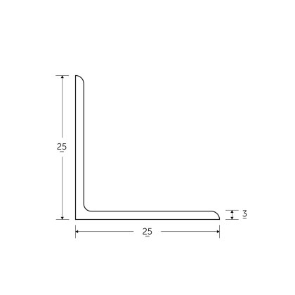 25 x 25 x 3mm Mild Steel Angles - BSEN10025-2 S275JR