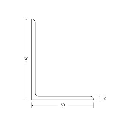 60 x 30 x 5mm Mild Steel Angles - BSEN10025-2 S275JR