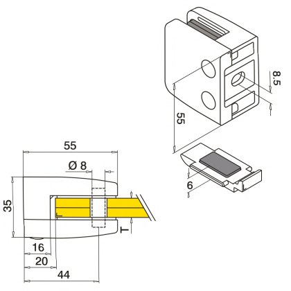 Eazypost Medium Square 12mm Glass Clamp