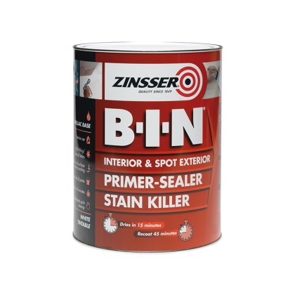 Zinsser - B.I.N Primer, Sealer & Stain Killer Paint White 1 litre