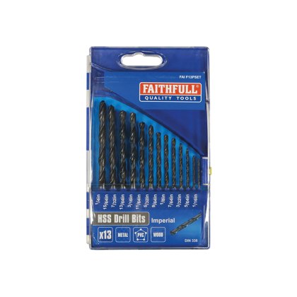 Faithfull - HSS Drill Bit Set of 13 1/16-1/4 x 1/64 Faithfull - HSS Drill Bit Set of 13 1/16-1/4 x 1/64