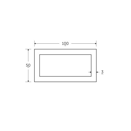 100 x 50 x 3mm Mild Steel Rectangular Box Hollow Section - BSEN10219 S235JR