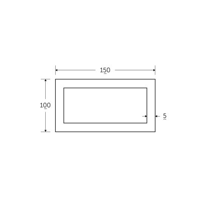 150 x 100 x 5mm - 7.5m Mild Steel Rectangular Box Hollow Section - BSEN10219