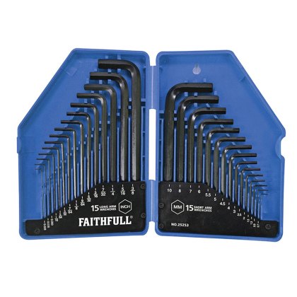 Faithfull - Metric/Imperial Hex Key Set, 30 Piece