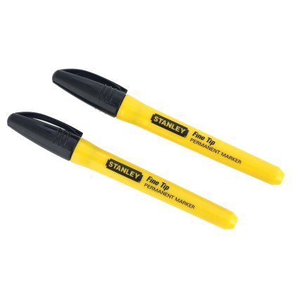 STANLEY - Fine Tip Permanent Marker Black (Pack 2)