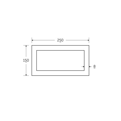 250 x 150 x 8mm - 7.5m Mild Steel Rectangular Box Hollow Section - BSEN10219 S355J2H 250 x 150 x 8mm - 7.5m Mild Steel Rectangular Box Hollow Section - BSEN10219 S355J2H