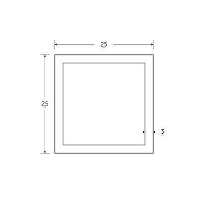 25 x 25 x 3mm - 7.5m Square Hollow Section - BSEN10219 S235JR