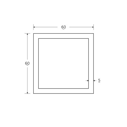 60 x 60 x 5mm - 7.5m Square Hollow Section - BSEN10219 S235JR