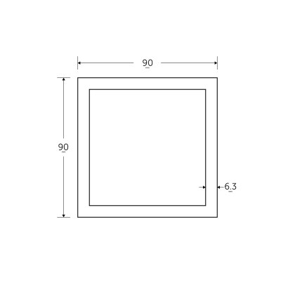 90 x 90 x 6mm - 7.5m Square Hollow Section - BSEN10219 S235J2H