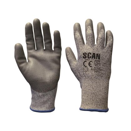 Scan - Grey PU Coated Cut 5 Gloves
