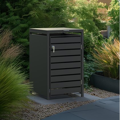 Ecoscape - Single Bin Storage With Lid - Charcoal