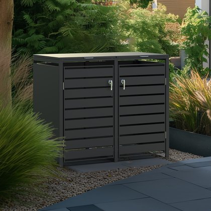 Ecoscape - Double Bin Storage With Lid - Charcoal