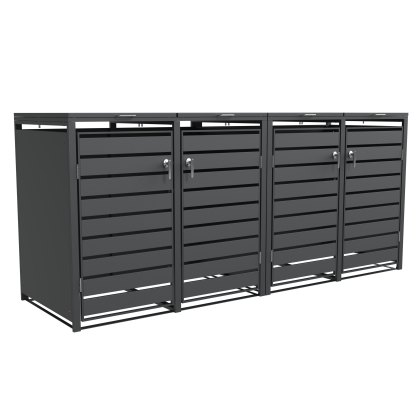 Ecoscape - Quadruple Bin Storage With Lid - Charcoal Ecoscape - Quadruple Bin Storage With Lid - Charcoal