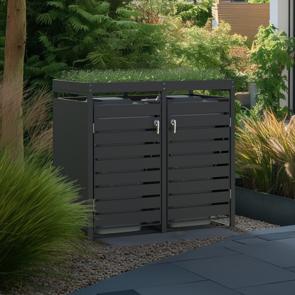 Ecoscape - Double Bin Storage with Planter - Charcoal