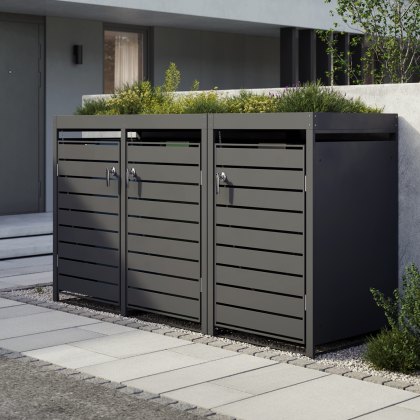 Ecoscape - Triple Bin Storage with Planter - Charcoal