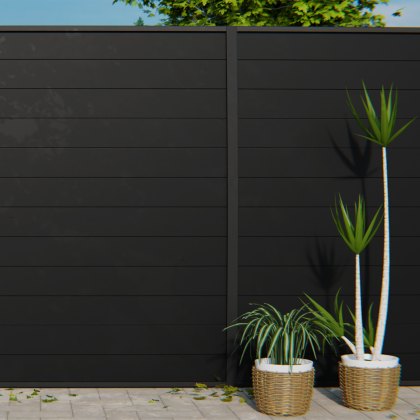 DuraPost Sleek® Aluminium Privacy Panel (Pack of 4) 1.82m - Black