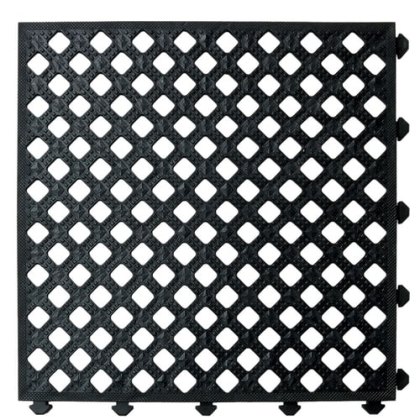 Diamond Tread, Open Surface, Interlocking Floor Tile - Black Diamond Tread, Open Surface, Interlocking Floor Tile - Black