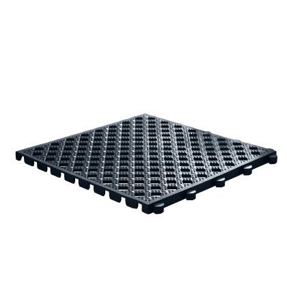 Diamond Tread, Open Surface, Interlocking Floor Tile - Black Diamond Tread, Open Surface, Interlocking Floor Tile - Black